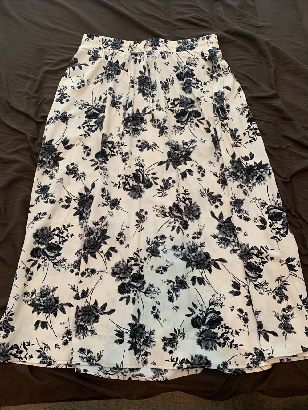 Black Floral Maxi Skirt - Women's Classic A-Line